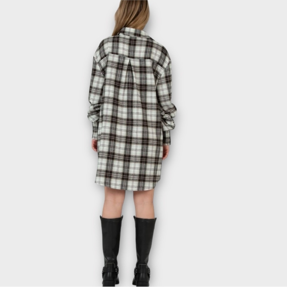 Lucca Flannel Shirt Dress in Blue Plaid Women’s Size L - Picture 2 of 7